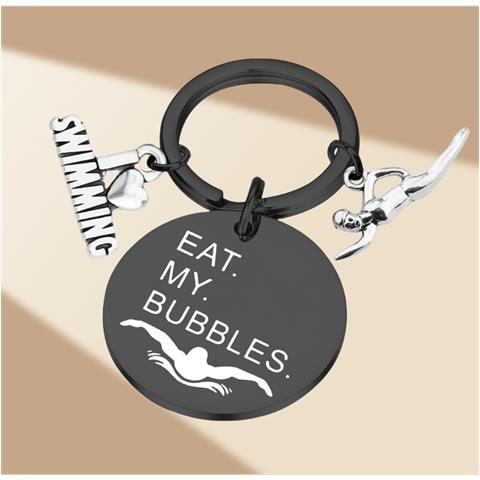 Elegante Portachiavi Da Nuotatore In Acciaio Inox Nero - Regalo Perfetto - Foto 2