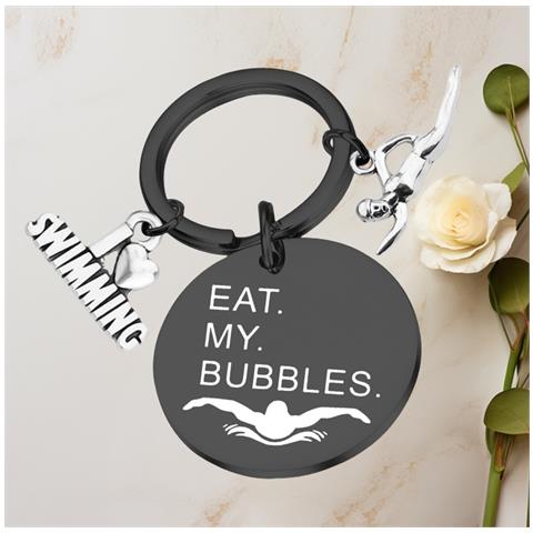 Elegante Portachiavi Da Nuotatore In Acciaio Inox Nero - Regalo Perfetto - Foto 3