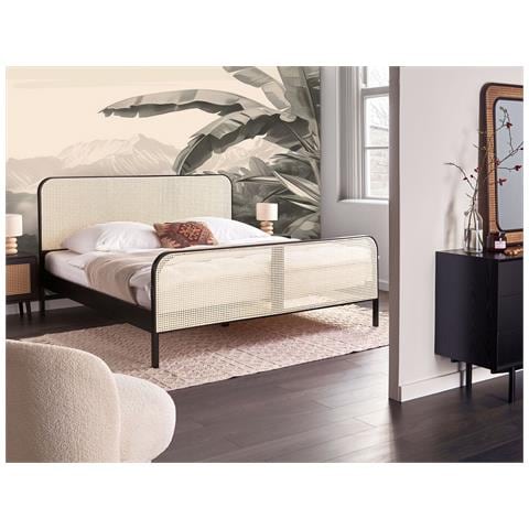 Letto Legno Di Pino Gonfaron 180 X 200 Cm Nero - Foto 1