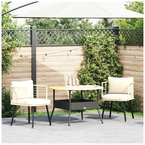 Sedie da Giardino 2pz con Cuscini Naturale in Polyrattan - Foto 2