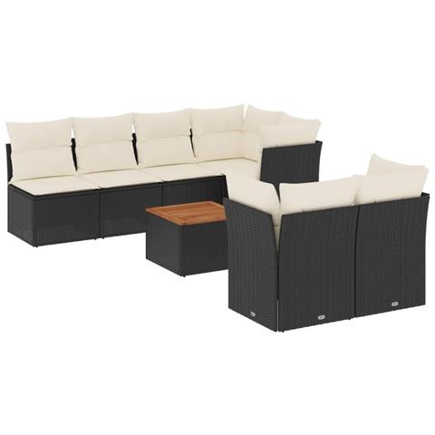 Set Divani da Giardino con Cuscini 8 pz Nero in Polyrattan - Foto 1