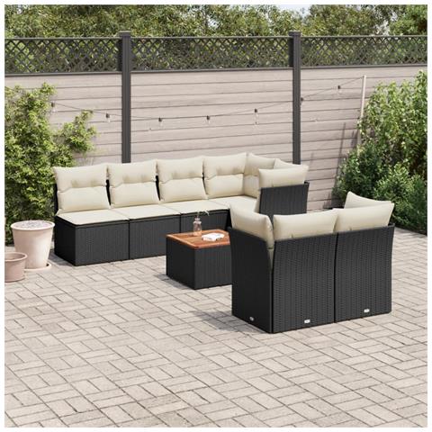Set Divani da Giardino con Cuscini 8 pz Nero in Polyrattan - Foto 2