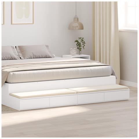 Cassetti per Letto Bianco 200x36,5x16,5 cm Legno Ingegnerizzato - Foto 2