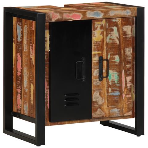 Armadio da bagno Multicolore 55x35x60 cm Legno massello di recupero - Foto 1