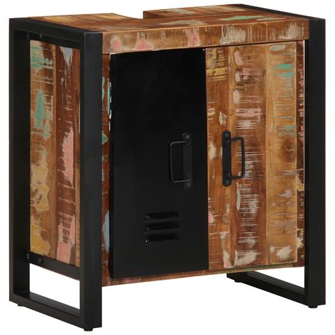 Armadio da bagno Multicolore 55x35x60 cm Legno massello di recupero - Foto 2