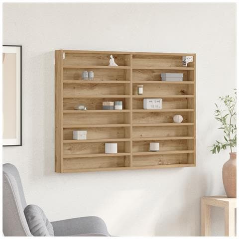 Armadio Vitrine in Rovere Artigianale 100x8,5x75 cm in Legno Composito - Foto 2