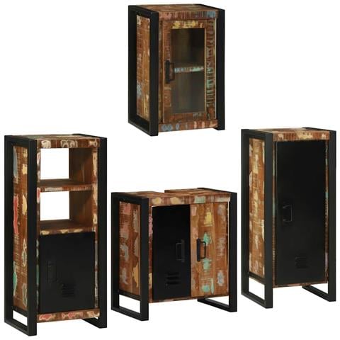 Set di mobili per il bagno 4 pcs Legno massello riciclato - Foto 1