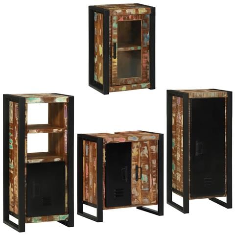 Set di mobili per il bagno 4 pcs Legno massello riciclato - Foto 2