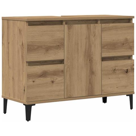 Mobile Lavabo Rovere Artigianale 80x33x60 cm Legno Multistrato - Foto 1