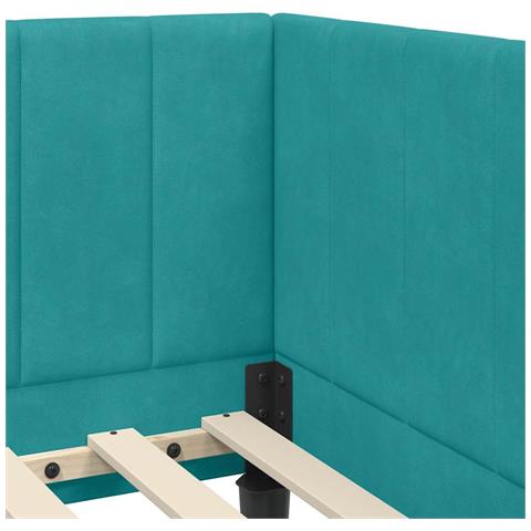 Cornice del letto ad angolo Turchese 80 cm x 200 cm Velluto - Foto 9