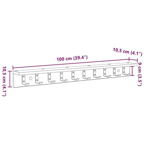 Appendiabiti a muro Rovere fumo 100 x 10.5 x 10.5 cm - Foto 9