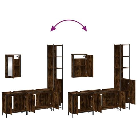 Set Mobili da Bagno 4 pz Rovere Fumo in Legno Multistrato - Foto 9