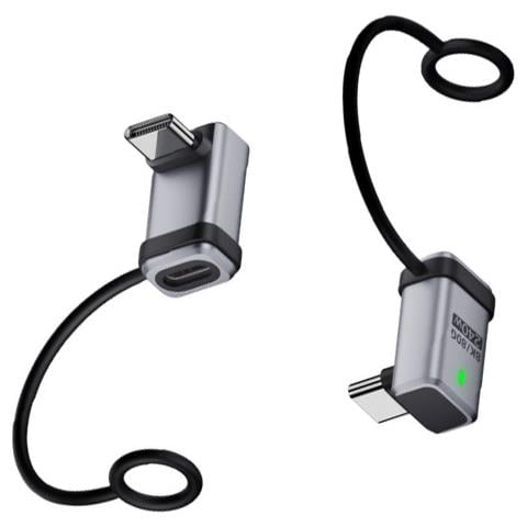 Adattatore Usb-c Maschio A Maschio Ad Angolo Retto 3d 240w - Trasferimento Dati 120gbps (confezione Da 2) Silver - Foto 1