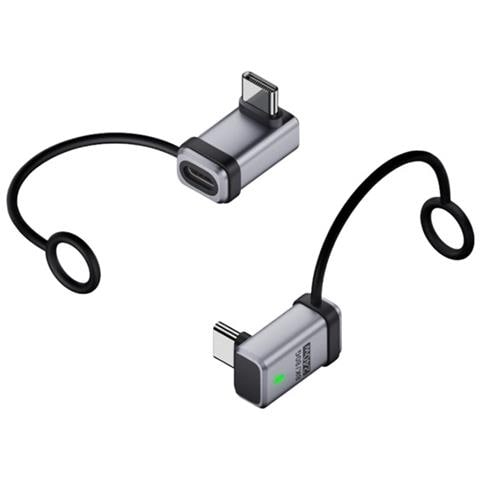 Adattatore Usb-c Maschio A Maschio Ad Angolo Retto 3d 240w - Trasferimento Dati 120gbps (confezione Da 2) Silver - Foto 2