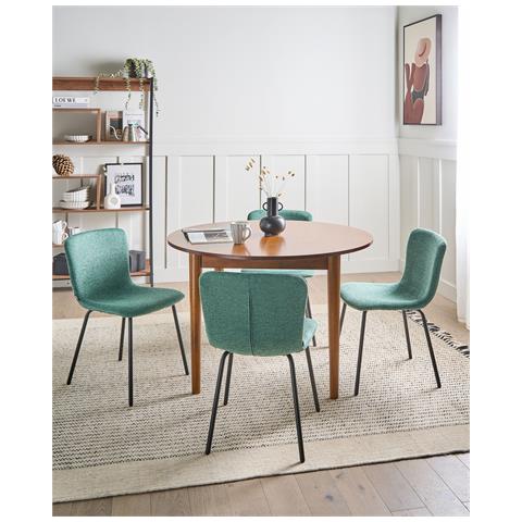 Set Di 4 Sedie Da Pranzo Caldwell Tessuto Verde - Foto 1
