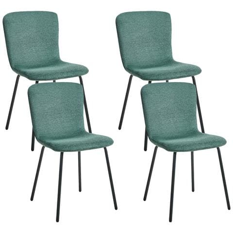 Set Di 4 Sedie Da Pranzo Caldwell Tessuto Verde - Foto 2