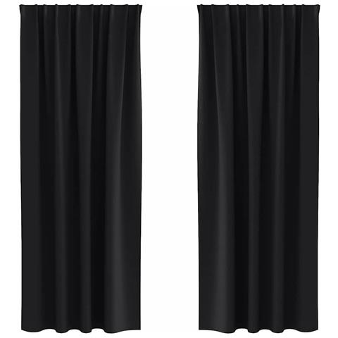Tende con tende 2 pcs Nero 260x140cm Poliestere - Foto 1