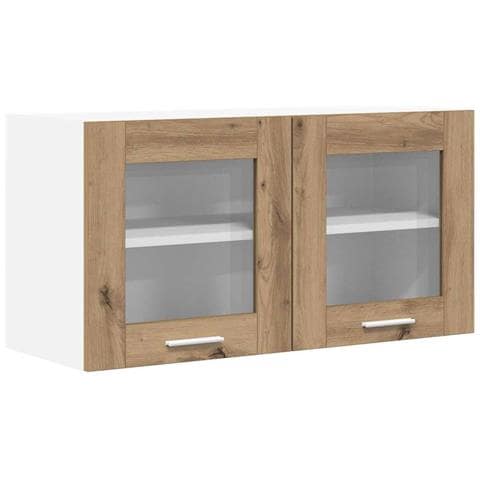 Armadio pensile Riga Rovere Artigiano e Bianco 80 x 31 x 40 cm - Foto 1