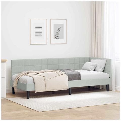 Cornice del letto ad angolo Grigio chiaro 80 cm x 200 cm - Foto 2