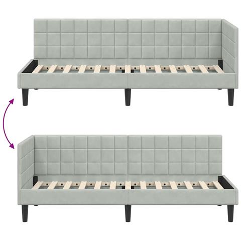 Cornice del letto ad angolo Grigio chiaro 80 cm x 200 cm - Foto 9
