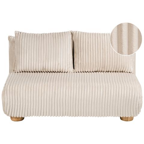 Divano Letto 2 Posti Abisko Velluto A Coste Bianco Sporco - Foto 2