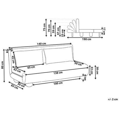 Divano Letto 2 Posti Abisko Velluto A Coste Bianco Sporco - Foto 5