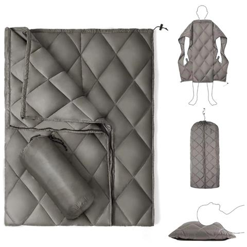 Coperta Impermeabile Indossabile Da Esterno, Grigio Scuro 140x205cm - Trapunta Da Campeggio Portatile - Foto 1