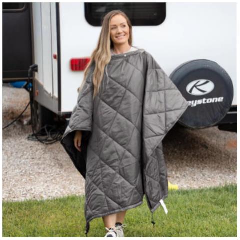 Coperta Impermeabile Indossabile Da Esterno, Grigio Scuro 140x205cm - Trapunta Da Campeggio Portatile - Foto 5