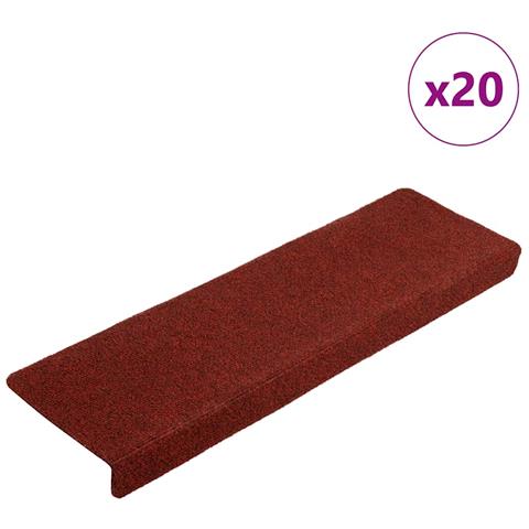 Tappetini per scale autoadesivi 20 pz 65x21x4 cm Bordeaux Rosso Bordo rettangolare - Foto 1