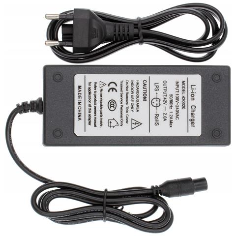 Caricabatterie Alimentatore 36v 42v 2a Con Spina 3 Pin - Alta Qualità E Sicurezza | Compatibile Con Monopattino, Skateboard, Hoverboard, Bicicletta Elettrica - Foto 1