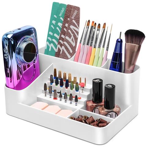 Scatola Portaoggetti Multifunzionale Per Nail Art - Organizer Trasparente In Plastica Pc Con Scomparti Multipli White - Foto 1