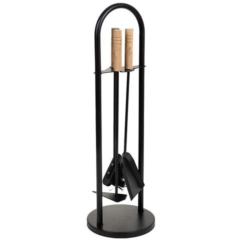 Set Attrezzi Per Camino In Metallo Nero 4pz D20x68h Cm - Foto 1
