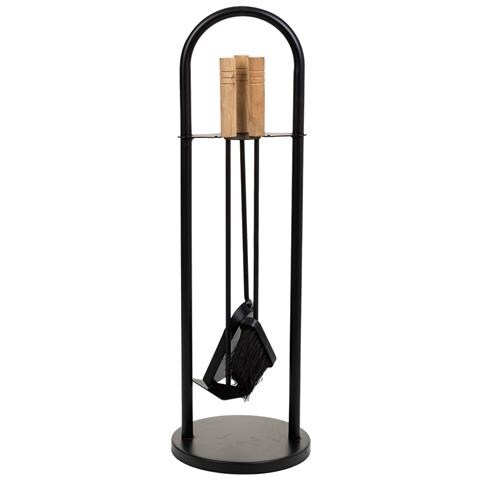 Set Attrezzi Per Camino In Metallo Nero 4pz D20x68h Cm - Foto 2