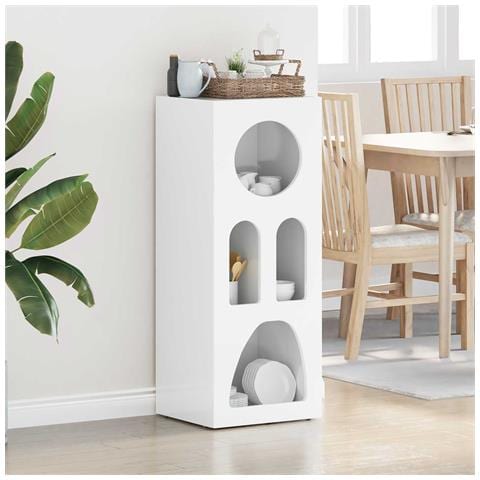 Credenza Bianco Lucido 40 x 35 x 100.5 cm Legno multistrato - Foto 2