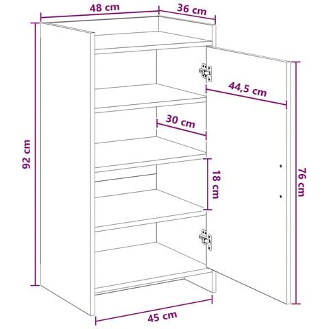 Mobile per scarpe con porta Grigio Cemento 48 x 36 x 92 cm - Foto 9