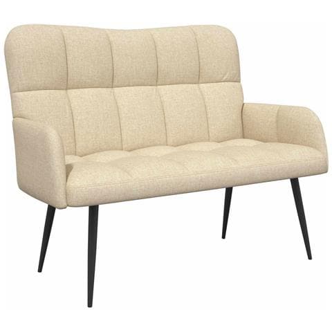 Sofa a Due Posti Crema 115 x 61 x 87 cm Tessuto - Foto 1