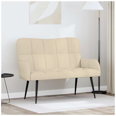 Sofa a Due Posti Crema 115 x 61 x 87 cm Tessuto - Foto 2