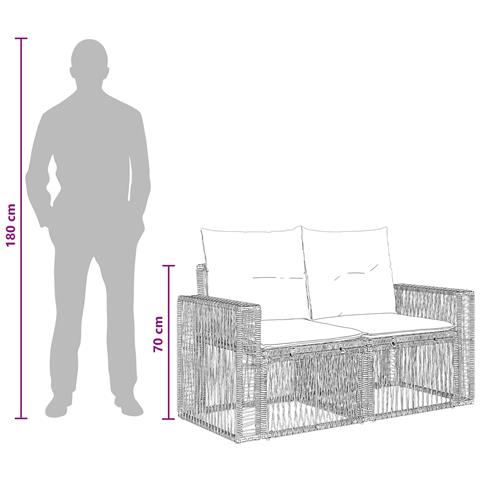 Set Divano da Giardino 13 pcs Nero e Bianco Crema polyrattan - Foto 9