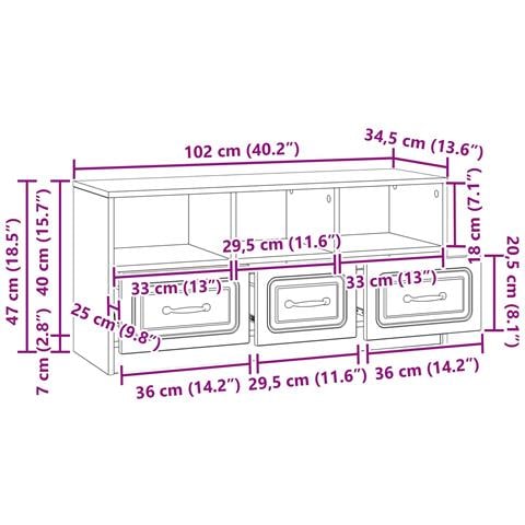 Mobile TV Nero 102 x 34,5 x 47 cm Legno ingegnerizzato - Foto 9