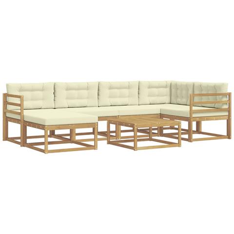 Set di divani da esterno 7 pcs Bianco e Crema - Foto 1