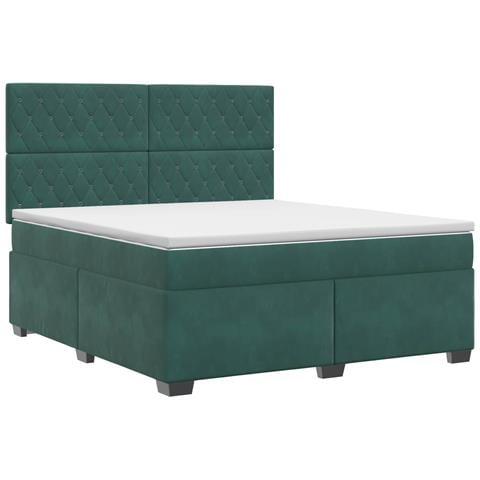 Letto box spring con materasso Verde Scuro 140 x 200 cm Velluto - Foto 1