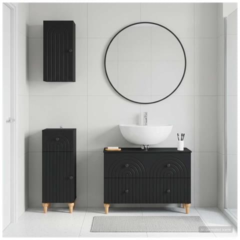 Set di armadietti da bagno in 3 pezzi ALKMAAR Nero - Foto 2