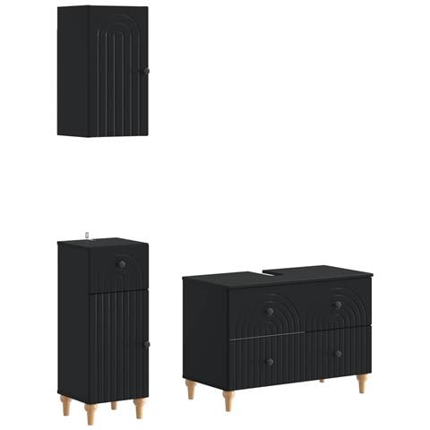 Set di armadietti da bagno in 3 pezzi ALKMAAR Nero - Foto 1