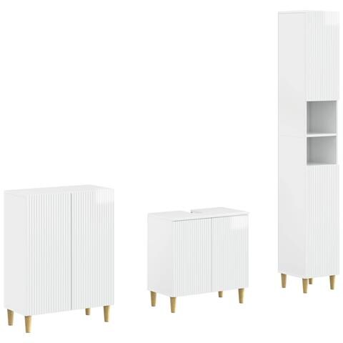 Set di armadietti da bagno in 3 pezzi ARNHEM Bianco Lucido - Foto 1