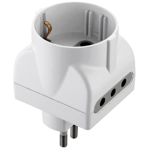 Adattatore Schuko 10a E 2 Prese 10a Bianco - Foto 2