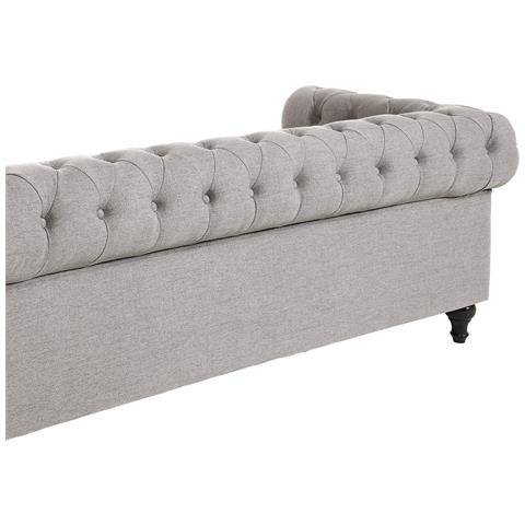 Divano Vintage A 3 Posti In Tessuto Grigio Chiaro Chesterfield - Foto 31