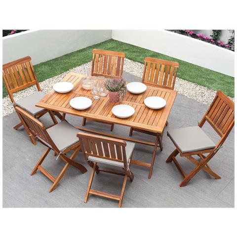 Set Da Giardino Tavolo 6 Sedie In Legno Di Acacia Cento - Foto 2