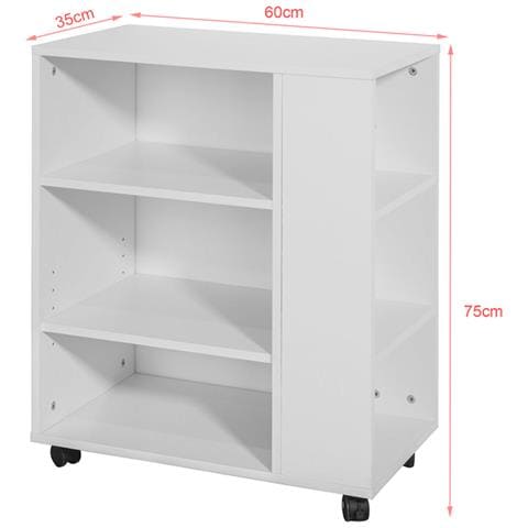 Tavolino Salotto Con Ruote, porta Stampante, Bianco, altezza 75 Cm, Fbt68-w - Foto 2