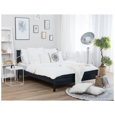 Letto A Doghe In Legno Con Rete Blu Scuro 180 X 200 Cm Olivet - Foto 26