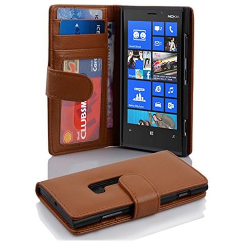 Custodia Compatibile Con Nokia Lumia 920 In Marrone Cioccolata - Coperchio Protettivo Con Chiusura Magnetica E 3 Slot Per Carte - Foto 1